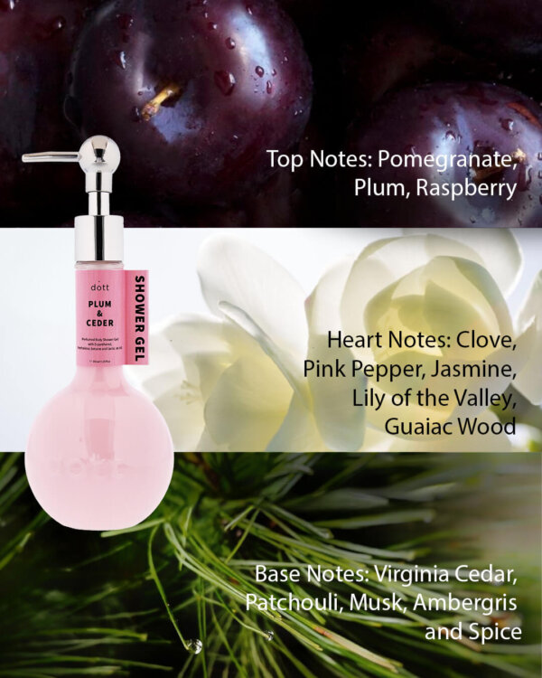 Perfumed Shower Gel with D-panthenol, trehalose, betaine and lactic acid | PLUM & CEDAR - Image 2