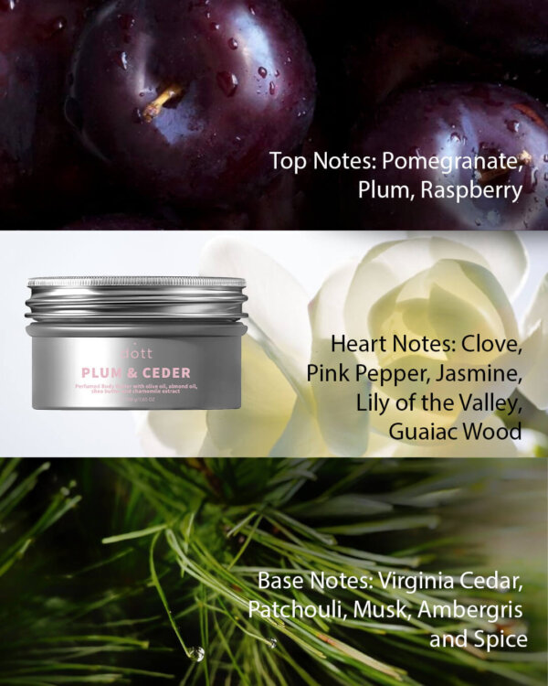 Perfumed Body Butter with olive oil, almond oil, shea butter and chamomile extract | PLUM & CEDAR - Image 5