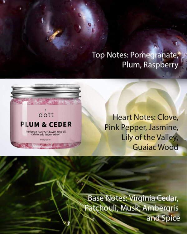 Perfumed Body Scrub with olive oil, sorbitol and linden extract PLUM & CEDAR - Image 7
