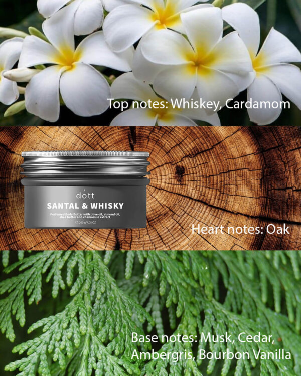 Perfumed Body Butter with olive oil, almond oil, shea butter and chamomile extract SANTAL & WHISKY - Image 5