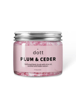 Perfumed Body Scrub with olive oil, sorbitol and linden extract PLUM & CEDAR