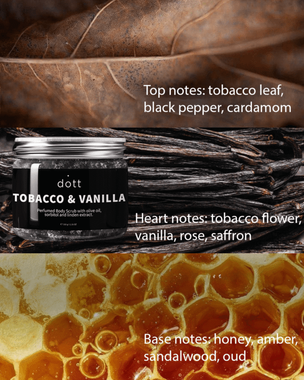 Perfumed Body Scrub with olive oil, sorbitol and linden extract | TOBACCO & VANILLA - Image 3
